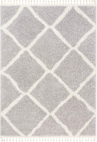 Celina Grey Moroccan Shag Diamond Trellis Pattern Area Rug