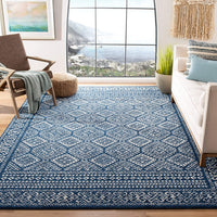 Moroccan Boho Distressed Area Rug Navy / Ivory