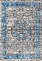 Anatolia Vintage Medallion Peacock Blue/Gray Soft Area Rug