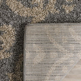 Damask Plush 1.2-inch Thick Shag Area Rug, Grey / Beige