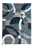 Blue Gray White Circles Soft Area Rug