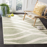 Modern Wave Distressed Area Rug, Sage / Cream