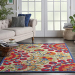 Red Multi-color Floral Indoor Outdoor Area Rug