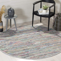 Hand-Woven Grey and Multi Flatweave Cotton Area