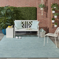 Flat-Weave Indoor/Outdoor Aqua 8' Runner Soft Area Rug