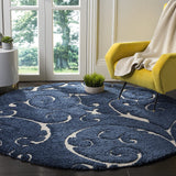 Premium Swirl Thick Plush  Dark Blue/Cream   Area Shag Rug