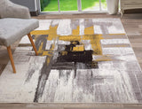 Abstract Gold Gray Ivory Area Rug