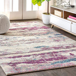 Contemporary Modern Abstract Brushstroke Cream/Pink Rug