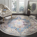 Safavieh Collection Medallion Distressed Area Rug, Blue / Light Grey