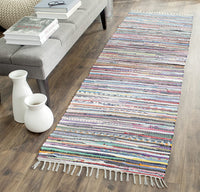 Hand-Woven Grey and Multi Flatweave Cotton Area
