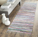 Hand-Woven Grey and Multi Flatweave Cotton Area