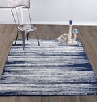 Stripes Design Navy/Teal/Beige Area Rugs