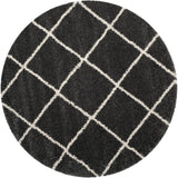 Diamond Trellis Dark Grey/Ivory Soft Plush Shag Area Rug 2-inch Thick