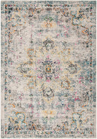 Boho Chic Medallion Distressed Soft Area Rug, Grey / Gold