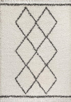 Mercer Plush Tassel Moroccan Tribal Geometric Trellis Area Rugs, Cream/Grey