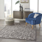 Floral Grey Charcoal Indoor/Outdoor Area Rug