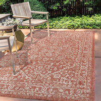 Malta Bohemian Medallion Textured Weave Indoor/Outdoor Red/Taupe Area Rug