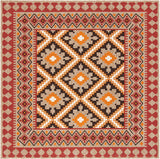 Safavieh Veranda Collection VER099 Boho Indoor/ Outdoor Non-Shedding Stain Resistant Patio Backyard Area Rug, 8' x 11', Red / Natural