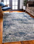 Mystic Collection Abstract Vintage Navy Blue Area Rug