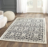 Handcrafted Geometric Black ivory Premium Wool Soft Area Rug