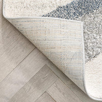 Bilbao Grey & Blue Triangle Boxes Abstract Geometric Pattern Area Rug