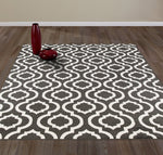 Trellis Design Charcoal Gray/Ivory Area Rugs