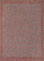 Coral Pink Indoor/Outdoor Flat Weave Pile Border Pattern Area Rug