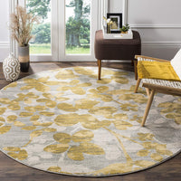 Vintage Floral Grey and Gold Soft Area Rug