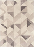 Beige Modern Geometric Boxes Triangles Pattern Area Rug