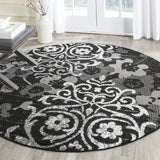 Black/Silver Floral Damask Soft Area Rug