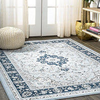 Palmette Modern Persian Floral Soft Area Rug  Blue/Navy