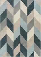 Selene Herringbone Chevron Geometric Soft Blue Grey Area Rug