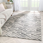 Seville Grey & Ivory Diamond Lines Geometric Pattern Area Rug