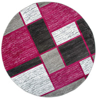 Box Pattern Pink Grey White Soft Area Rug