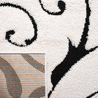 Premium Swirl Thick Plush  Ivory/Black Area Shag Rug