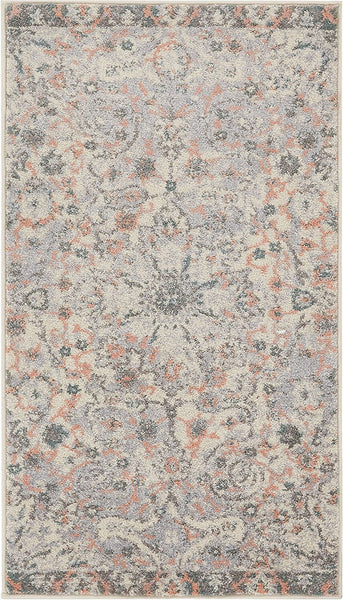 Sakalar Grey Floral Medallion Washable Rug – Loopsie