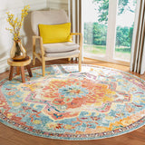 Boho Chic Oriental Medallion Distressed Area Rug, Orange Teal