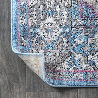 Kesan Vintage Medallion Blue Soft Area Rug