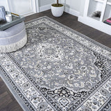 Palmette Modern Persian Floral Soft Area Rug  Blue/Navy