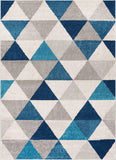 Isometry  Modern blue grey Geometric Triangle Pattern Soft Area Rug