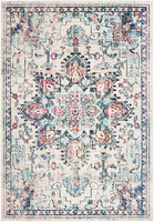 Boho Chic Medallion Distressed Soft Area Rug, Cream / Blue