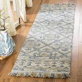 Blossom Collection BLM420A Handmade Fringe Premium Wool Area Rug, Light Beige / Blue
