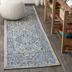 Rozetta Boho Medallion Textured Weave Indoor/Outdoor Gray/Navy Area Rug