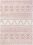 Tribal Diamond Stripes Pink Soft Shag Area Rug