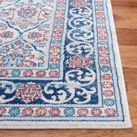 Oriental Damask Trellis Soft Area Rug, Beige / Navy