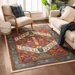 Minda Red Traditional Medallion Area Rug