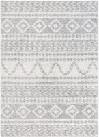 Tribal Diamond Stripes Grey Soft Shag Area Rug