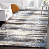 Cream and Blue Modern Abstract Area Rug