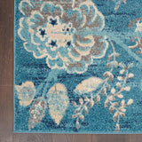 Tranquil Eclectic Floral Turquoise Soft Area Rug