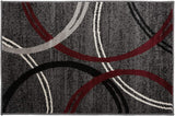 Contemporary Circles Pattern Red Gray Soft Area Rugs